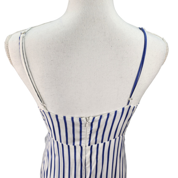 NWT Olia Wrap Sundress JR Medium Blue White Stripe Dress Pockets Built-In Shorts - Picture 5 of 16